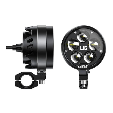 LOBOO L16 Motorcycle Auxiliary Lights – 19000LM High & Low Beam LEDs, 3-Mode Warning, IP68 Waterproof, Intelligent Temp Control (Pair) Eight levels of brightness adjustment / color temperature levels