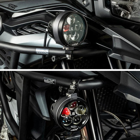 LOBOO L16 Motorcycle Auxiliary Lights – 19000LM High & Low Beam LEDs, 3-Mode Warning, IP68 Waterproof, Intelligent Temp Control (Pair) Eight levels of brightness adjustment / color temperature levels