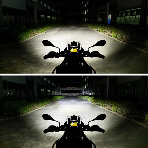 LOBOO L16 Motorcycle Auxiliary Lights – 19000LM High & Low Beam LEDs, 3-Mode Warning, IP68 Waterproof, Intelligent Temp Control (Pair) Eight levels of brightness adjustment / color temperature levels