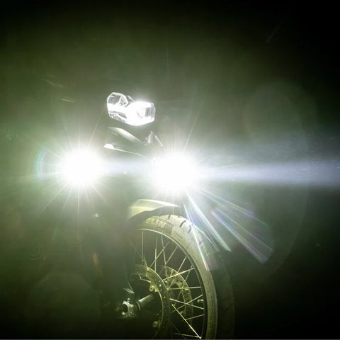 LOBOO L16 Motorcycle Auxiliary Lights – 19000LM High & Low Beam LEDs, 3-Mode Warning, IP68 Waterproof, Intelligent Temp Control (Pair) Eight levels of brightness adjustment / color temperature levels