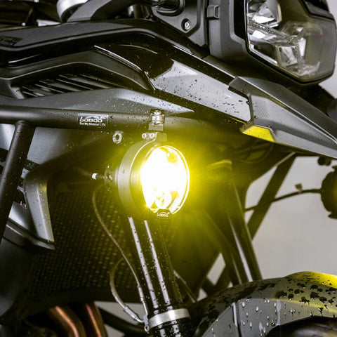LOBOO L16 Motorcycle Auxiliary Lights – 19000LM High & Low Beam LEDs, 3-Mode Warning, IP68 Waterproof, Intelligent Temp Control (Pair) Eight levels of brightness adjustment / color temperature levels