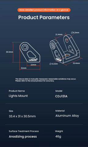 LOBOO Auxiliary Light Mount | Rotatable & Tilt Adjustable | CNC Aluminum
