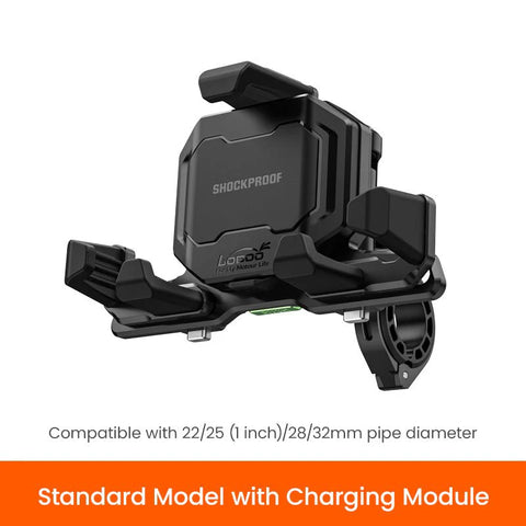 LOBOO PH06 Anti-Vibration Phone Mount - Magnetic Damping + 15W Wireless Charging - Aluminum Motorcycle Holder (Fits 4.7"-7.2" Phones) Intelligent compatible charging protocol