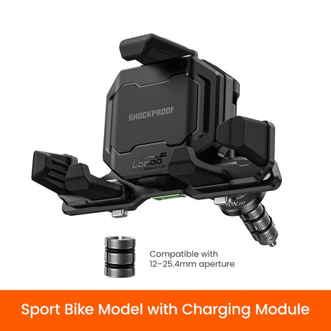 LOBOO PH06 Anti-Vibration Phone Mount - Magnetic Damping + 15W Wireless Charging - Aluminum Motorcycle Holder (Fits 4.7"-7.2" Phones) Intelligent compatible charging protocol