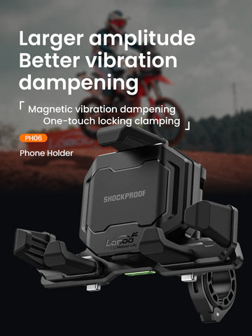 LOBOO PH06 Anti-Vibration Phone Mount - Magnetic Damping + 15W Wireless Charging - Aluminum Motorcycle Holder (Fits 4.7"-7.2" Phones) Intelligent compatible charging protocol