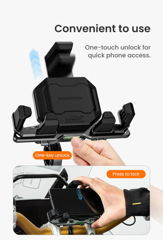 LOBOO PH06 Anti-Vibration Phone Mount - Magnetic Damping + 15W Wireless Charging - Aluminum Motorcycle Holder (Fits 4.7"-7.2" Phones) Intelligent compatible charging protocol