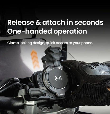 LOBOO PH02S Anti-Vibration Motorcycle Phone Mount - 15W Wireless & 24W Fast Wired Charging - Shock Absorbing Holder for iPhone/Samsung - Fits 22-28mm Handlebars & Mirros Intelligent compatible charging protocol