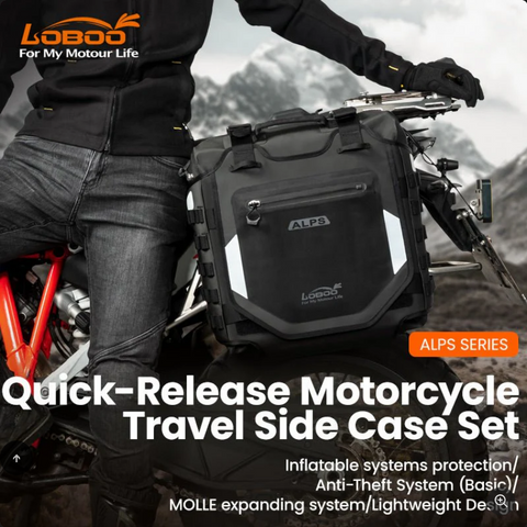 LOBOO Alps Inflatable Waterproof Side Bags (23L & 30L) | Shock-Absorbing Soft Panniers with Anti-Theft Lock