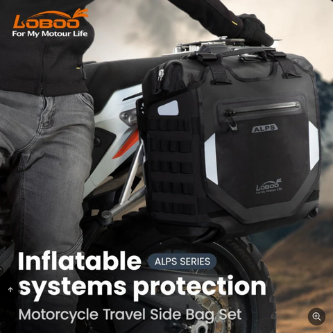 LOBOO Alps Inflatable Waterproof Side Bags (23L & 30L) | Shock-Absorbing Soft Panniers with Anti-Theft Lock