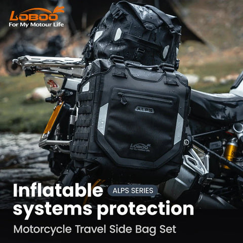 LOBOO Alps Inflatable Waterproof Side Bags (23L & 30L) | Shock-Absorbing Soft Panniers with Anti-Theft Lock