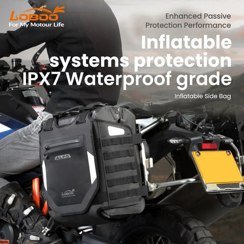 LOBOO Alps Inflatable Waterproof Side Bags (23L & 30L) | Shock-Absorbing Soft Panniers with Anti-Theft Lock